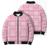 Pink Palaka Quilt Hawaii Bomber Puffer Jacket Traditional Hawaii-plaid Pattern LT14 - Polynesian Pride