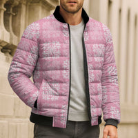 Pink Palaka Quilt Hawaii Bomber Puffer Jacket Traditional Hawaii-plaid Pattern LT14 - Polynesian Pride