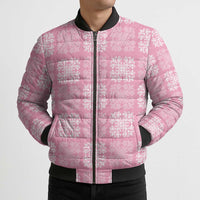 Pink Palaka Quilt Hawaii Bomber Puffer Jacket Traditional Hawaii-plaid Pattern LT14 - Polynesian Pride