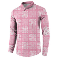 Pink Palaka Quilt Hawaii Button Sweatshirt Traditional Hawaii-plaid Pattern LT14 - Polynesian Pride