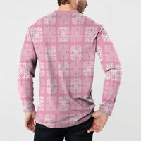 Pink Palaka Quilt Hawaii Button Sweatshirt Traditional Hawaii-plaid Pattern LT14 - Polynesian Pride