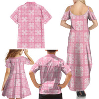 Pink Palaka Quilt Hawaii Family Matching Summer Maxi Dress and Hawaiian Shirt Traditional Hawaii-plaid Pattern - Polynesian Pride