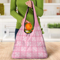 Pink Palaka Quilt Hawaii Grocery Bag Traditional Hawaii-plaid Pattern LT14 - Polynesian Pride