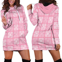 Pink Palaka Quilt Hawaii Hoodie Dress Traditional Hawaii-plaid Pattern - Polynesian Pride