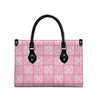 Pink Palaka Quilt Hawaii Leather Bag Traditional Hawaii-plaid Pattern - Polynesian Pride