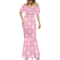 Pink Palaka Quilt Hawaii Mermaid Dress Traditional Hawaii-plaid Pattern - Polynesian Pride