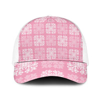Pink Palaka Quilt Hawaii Mesh Trucker Cap Traditional Hawaii-plaid Pattern LT14 One Size White Pink - Polynesian Pride