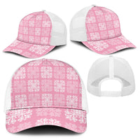 Pink Palaka Quilt Hawaii Mesh Trucker Cap Traditional Hawaii-plaid Pattern LT14 - Polynesian Pride