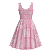 Pink Palaka Quilt Hawaii Midi Dress Traditional Hawaii-plaid Pattern - Polynesian Pride