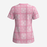 Pink Palaka Quilt Hawaii Scrub Top Traditional Hawaii-plaid Pattern LT14 - Polynesian Pride