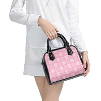 Pink Palaka Quilt Hawaii Shoulder Handbag Traditional Hawaii-plaid Pattern - Polynesian Pride