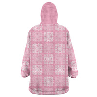Pink Palaka Quilt Hawaii Wearable Blanket Hoodie Traditional Hawaii-plaid Pattern - Polynesian Pride