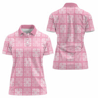 Pink Palaka Quilt Hawaii Women Polo Shirt Traditional Hawaii-plaid Pattern - Polynesian Pride