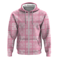 Pink Palaka Quilt Hawaii Zip Hoodie Traditional Hawaii-plaid Pattern LT14 Zip Hoodie Pink - Polynesian Pride