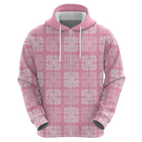 Pink Palaka Quilt Hawaii Zip Hoodie Traditional Hawaii-plaid Pattern LT14 - Polynesian Pride