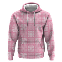 Pink Palaka Quilt Hawaii Zip Hoodie Traditional Hawaii-plaid Pattern LT14 Pullover Hoodie Pink - Polynesian Pride