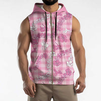 Alaka Aloha Hawaii Sleeveless Zip Hoodie Plumeria Lei With Palaka Motif - Polynesian Pride