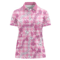 Alaka Aloha Hawaii Women Polo Shirt Plumeria Lei With Palaka Motif - Polynesian Pride