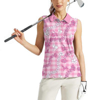 Alaka Aloha Hawaii Women Sleeveless Polo Shirt Plumeria Lei With Palaka Motif - Polynesian Pride