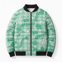 Omaomao Aloha Hawaii Bomber Puffer Jacket Plumeria Lei With Palaka Motif - Polynesian Pride