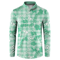 Omaomao Aloha Hawaii Button Sweatshirt Plumeria Lei With Palaka Motif - Polynesian Pride