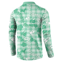 Omaomao Aloha Hawaii Button Sweatshirt Plumeria Lei With Palaka Motif - Polynesian Pride