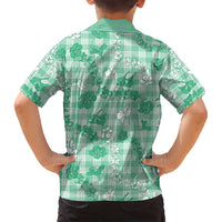 Omaomao Aloha Hawaii Family Matching Long Sleeve Bodycon Dress and Hawaiian Shirt Plumeria Lei With Palaka Motif - Polynesian Pride