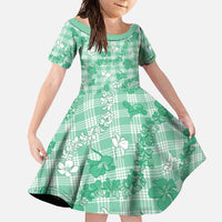 Omaomao Aloha Hawaii Family Matching Off Shoulder Maxi Dress and Hawaiian Shirt Plumeria Lei With Palaka Motif - Polynesian Pride