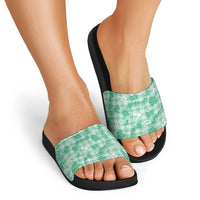 Omaomao Aloha Hawaii Slide Sandals Plumeria Lei With Palaka Motif - Polynesian Pride