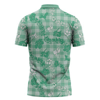 Omaomao Aloha Hawaii Zipper Polo Shirt Plumeria Lei With Palaka Motif - Polynesian Pride