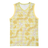 Melemele Aloha Hawaii Basketball Jersey Plumeria Lei With Palaka Motif LT14 Unisex Yellow - Polynesian Pride