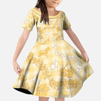 Melemele Aloha Hawaii Family Matching Short Sleeve Bodycon Dress and Hawaiian Shirt Plumeria Lei With Palaka Motif - Polynesian Pride