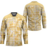 Melemele Aloha Hawaii Hockey Jersey Plumeria Lei With Palaka Motif LT14 - Polynesian Pride