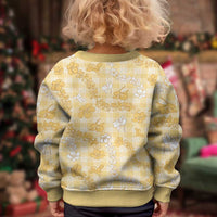 Melemele Aloha Hawaii Kid Ugly Christmas Sweater Plumeria Lei With Palaka Motif - Polynesian Pride