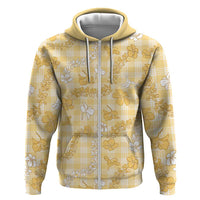 Melemele Aloha Hawaii Zip Hoodie Plumeria Lei With Palaka Motif - Polynesian Pride