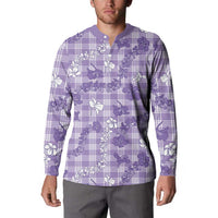 Poni Aloha Hawaii Button Sweatshirt Plumeria Lei With Palaka Motif - Polynesian Pride