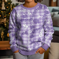 Poni Aloha Hawaii Kid Ugly Christmas Sweater Plumeria Lei With Palaka Motif - Polynesian Pride