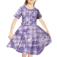 Poni Aloha Hawaii Kid Short Sleeve Dress Plumeria Lei With Palaka Motif LT14 - Polynesian Pride
