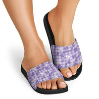 Poni Aloha Hawaii Slide Sandals Plumeria Lei With Palaka Motif - Polynesian Pride