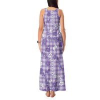 Poni Aloha Hawaii Tank Maxi Dress Plumeria Lei With Palaka Motif - Polynesian Pride