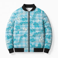 Polu Aloha Hawaii Bomber Puffer Jacket Plumeria Lei With Palaka Motif - Polynesian Pride