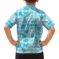 Polu Aloha Hawaii Family Matching Off Shoulder Short Dress and Hawaiian Shirt Plumeria Lei With Palaka Motif - Polynesian Pride