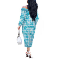 Polu Aloha Hawaii Off The Shoulder Long Sleeve Dress Plumeria Lei With Palaka Motif - Polynesian Pride