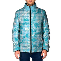 Polu Aloha Hawaii Padded Jacket Plumeria Lei With Palaka Motif - Polynesian Pride