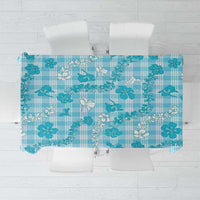 Polu Aloha Hawaii Tablecloth Plumeria Lei With Palaka Motif LT14 Blue - Polynesian Pride
