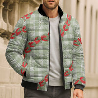 Omaomao Aloha Hawaii Bomber Puffer Jacket Rosebud Lei With Palaka Motif - Polynesian Pride