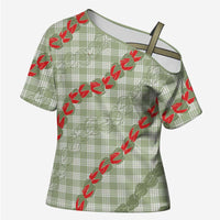 Omaomao Aloha Hawaii Cross Shoulder Shirt Rosebud Lei With Palaka Motif - Polynesian Pride