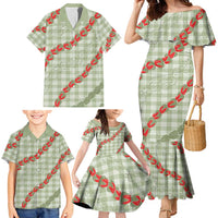 Omaomao Aloha Hawaii Family Matching Mermaid Dress and Hawaiian Shirt Rosebud Lei With Palaka Motif - Polynesian Pride
