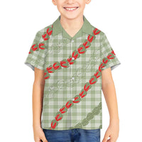 Omaomao Aloha Hawaii Family Matching Puletasi and Hawaiian Shirt Rosebud Lei With Palaka Motif - Polynesian Pride