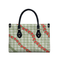 Omaomao Aloha Hawaii Leather Bag Rosebud Lei With Palaka Motif - Polynesian Pride